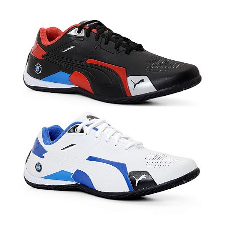 Kit 2 Tênis Puma Bmw Future Preto Vermelho e Branco Azul