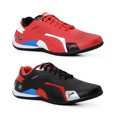 Kit 2 Tênis Puma Bmw Future Preto Vermelho e Vermelho