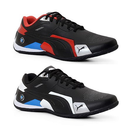 Kit 2 Tênis Puma Bmw Future Preto Vermelho e Preto Branco
