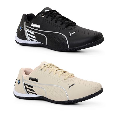 Kit 2 Tênis Puma Bmw Bege e Preto Branco - Duster shoes