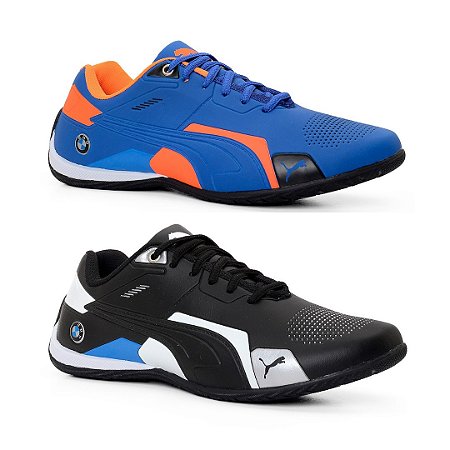 Kit 2 Tênis Puma Bmw Future Azul Celeste e Preto Branco