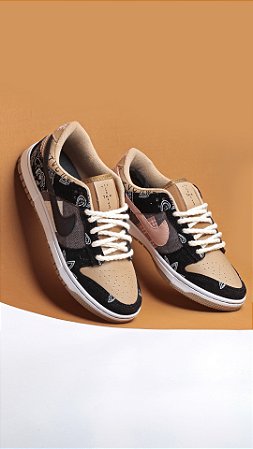 Kit 2 Pares Dunk Low Cactus Jack + Branco Preto