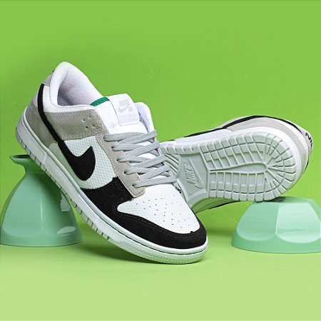 Kit 2 Pares Dunk Low Branco Cinza + Preto Cinza Camurça