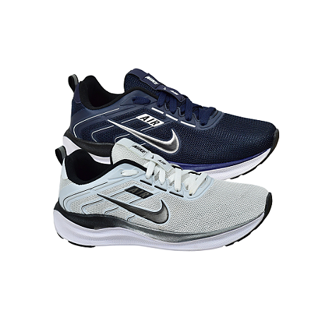 Kit 2 Tênis Nk Running V2 Azul Marinho e Branco Preto