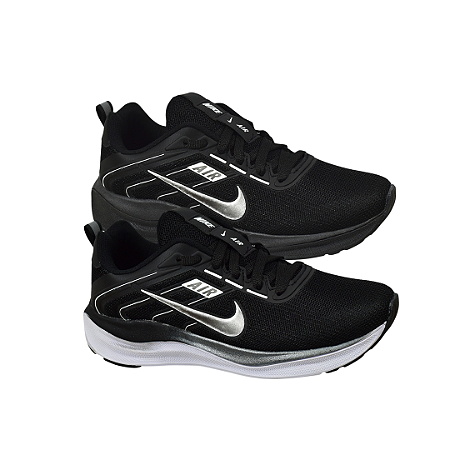 Kit 2 Tênis Nk Running V2 Preto e Preto Branco
