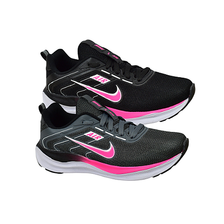 Kit 2 Tênis Nk Running V2 Preto Pink e Grafite Pink