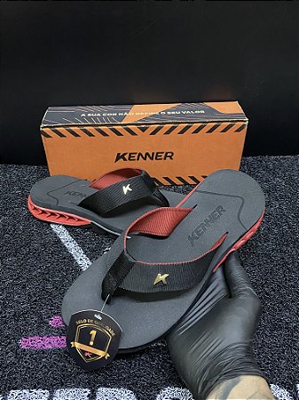 Chinelo Kenner Rakka Masculino Preto Vermelho