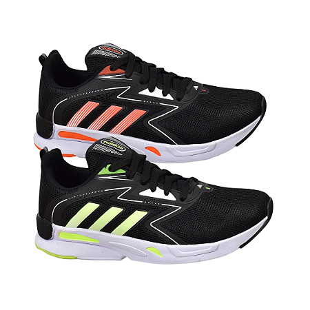 Kit 2 Tênis Adidas Run Preto Verde e Preto Laranja