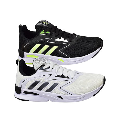 Kit 2 Tênis Adidas Run Preto Verde e Branco Preto
