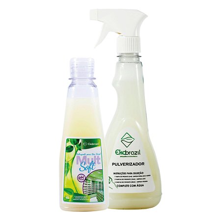 Kit Detergente pH Neutro Multiuso Ecológico Concentrado Mult Soft Ekobrazil 200ml + Pulverizador