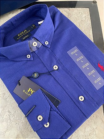 Camisa Polo Ralph Lauren Azul Royal Linho