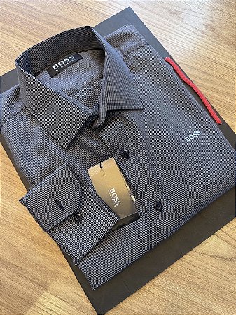 Camisa Hugo Boss Masculina Cinza