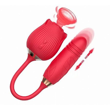 Vibrador Rosa Duplo Vai e Vem e Pulsação