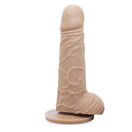 Prótese sem vibro com ventosa e escroto 16,5X4cm Natural