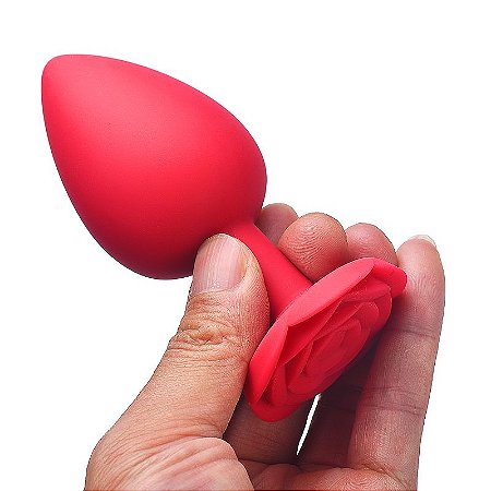 Plug Anal em silicone - Formato de Rosa - Tamanho P
