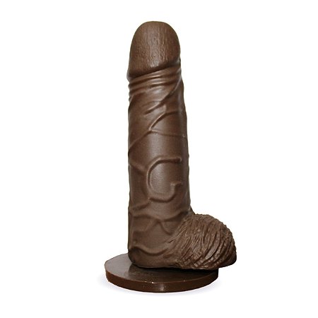 Prótese sem vibro com ventosa e escroto 16,5X4cm Marrom