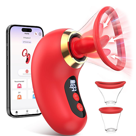 Sugador com Língua Vibratória e controle por Aplicativo