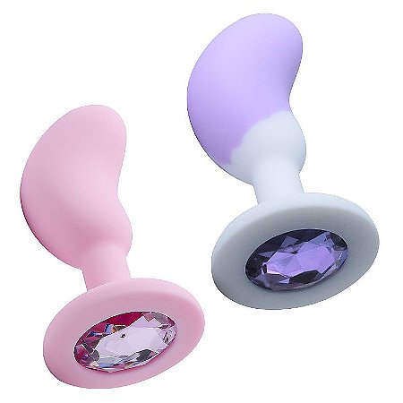 Plug Anal em Silicone com Pedra - Formato de Feijão