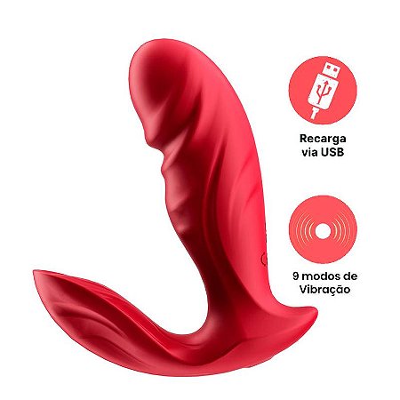 Vibrador com Estimulador de Clitóris - Controle App - Red