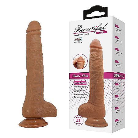 Prótese Realístico com Ventosa e Escroto 27cm x 4,2cm - Baile