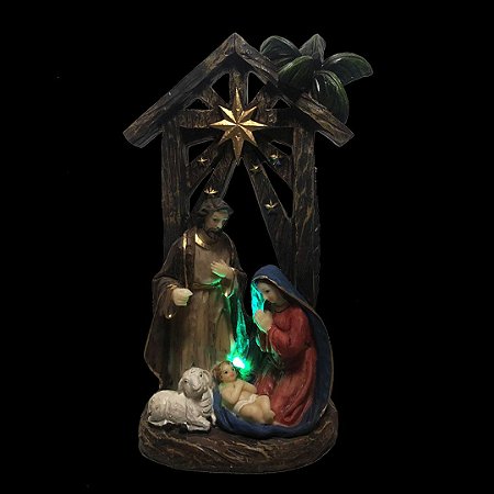 MINI PRESÉPIO ILUMINADO SAGRADA FAMÍLIA 20CM
