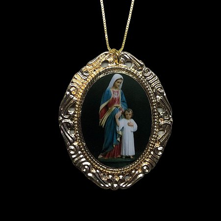 MEDALHA MARIA PASSA NA FRENTE FOLHEADA A OURO 18K