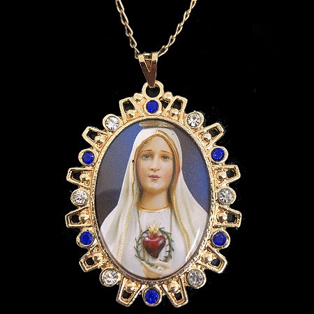MEDALHA DE NOSSA SENHORA DE FÁTIMA FOLHEADA A OURO 18K