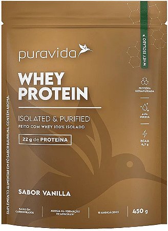 WHEY PROTEIN ISOLADO 100%  VANILLA 450 G - PURA VIDA