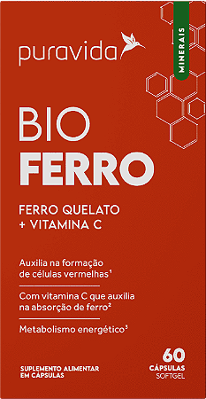 Bio Ferro FERRO QUELATO + VITAMINA C  60 CAPS. PURA VIDA