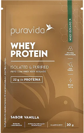 WHEY PROTEIN ISOLADO VANILLA 30G   PURA VIDA