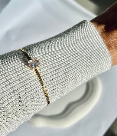BRACELETE ZIRCONIA CRISTAL BANHO OURO 18K