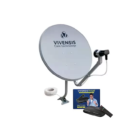 Kit Nova Parabólica Digital Vivensis - Receptor VX10 Antena 60