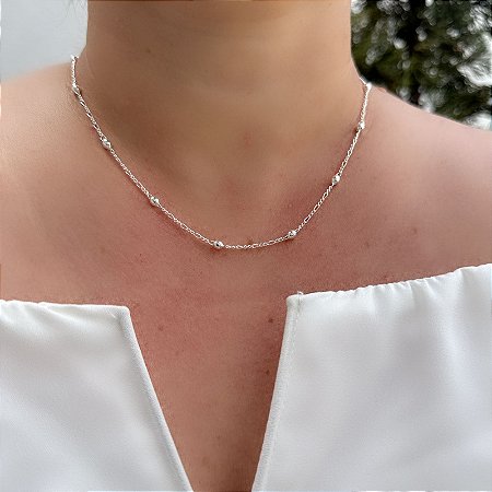 Colar Bolinha Corrente 2x1