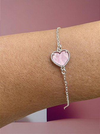 Pulseira Coração Rosa