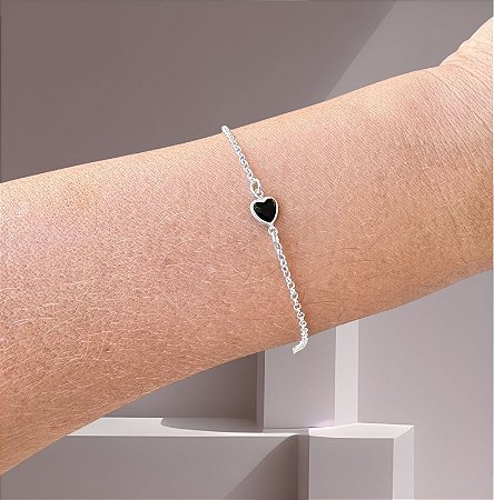 Pulseira Coração Ponto de Luz Preto