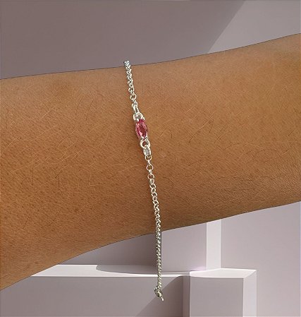 Pulseira Ponto de Luz Navete Fucsia
