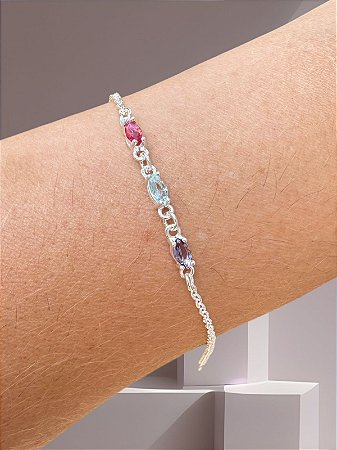 Pulseira Colorida Pedras Navete