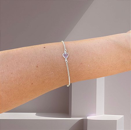 Pulseira Coração Lilás Elo Português
