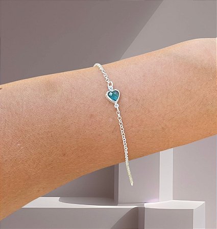Pulseira Coração Azul Elo Português