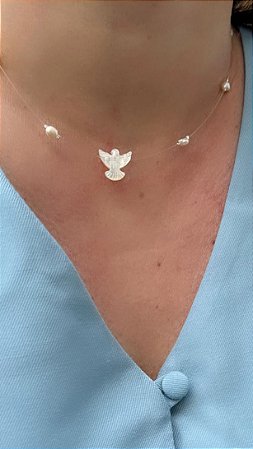 Colar Espírito Santo com Pontos em Pérolas