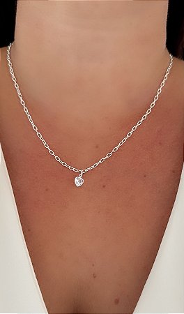 Colar Corrente Oval Ponto de Luz em Zircônia Cristal