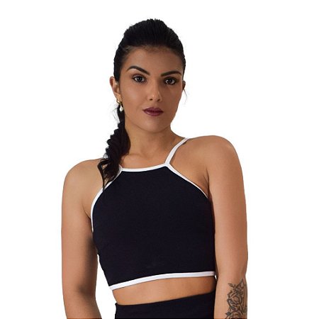 Blusa Bailarina Cropped Feminina Preta - Compre agora