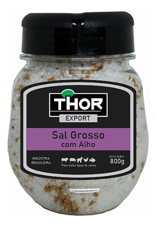 Sal Grosso Thor Para Churrasco Temperado Sabor Alho Com 800g