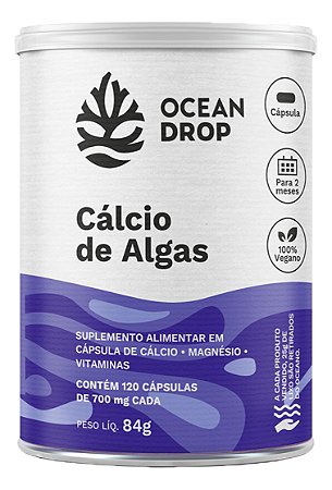 Cálcio De Algas Marinhas 120 Cápsulas 700mg Ocean Drop