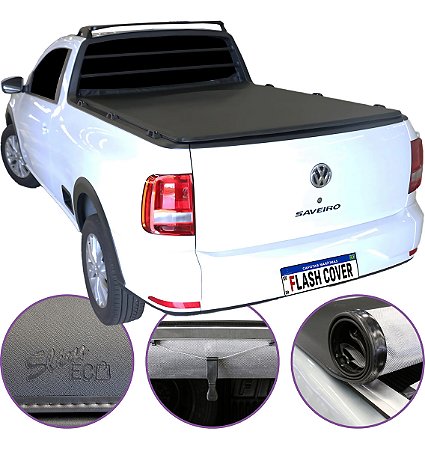 Capota Maritima Flash Cover Saveiro Simples S/Gancho 2010 a 2025 + Par de Suporte