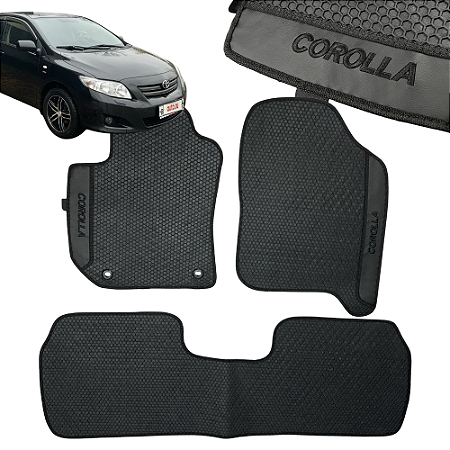 Jogo de Tapete Corolla 2008 Até 2017 Personalizado 3 Peça Colmeia Preto
