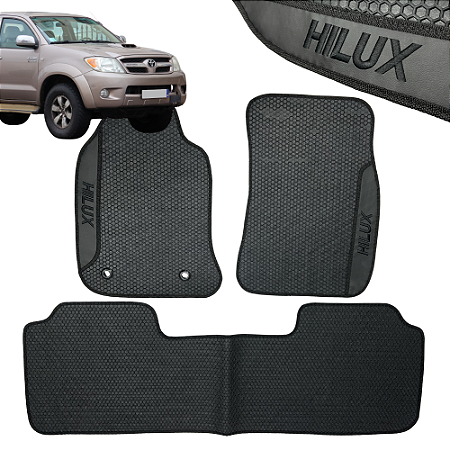 Jogo de Tapete Hilux 2005 Até 2015 Personalizado 3 Peças Colmeia Preto