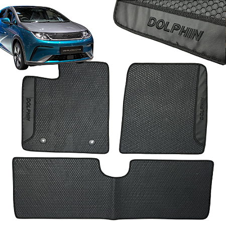 Jogo de Tapete Automotivo BYD Dolphin Personalizado 3 Peça Colmeia