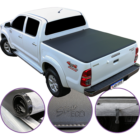 Capota Marítima Flash Cover Hilux Dupla 2005 Até 2015 + Par de Suporte