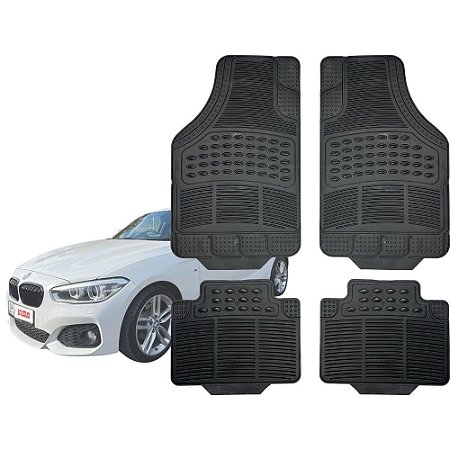 Jogo de Tapete Automotivo Carpete Preto Borracha Completo BMW 120i